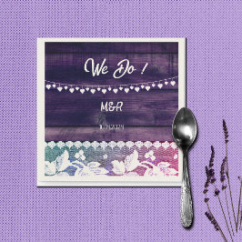 Rustic bröllop - trä, snöre, stränghjärtan pappersservett