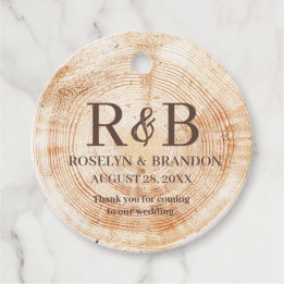 Rustic Bröllop-träkorn Monogram tack Gåvor Etiketter