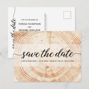 Rustic Bröllop Typography Wood Grain Struktur Vykort