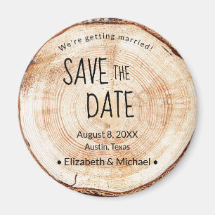Rustic Bröllop Unique Save the date Printing Wood Magnet