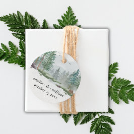 Rustic Bröllop Watercolor Woodland Gräs Forest Gåvor Etiketter