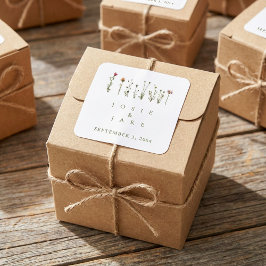 Rustic Bröllop Wildblommor Sticker Fyrkantigt Klistermärke