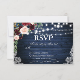 Rustic Bröllop Wood Blue Burgundy Blommigt OSA Mea