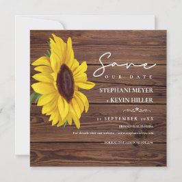 Rustic Bröllop Wood Boho Chic Solros Spara Datumet