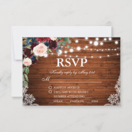 Rustic Bröllop Wood Burgundy Blue Blommigt OSA Mea