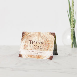 Rustic Bröllop Wood Grain Anpassningsbar Foto Tack Kort