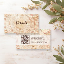 Rustic Bröllop Wood Grain Details QR-Anpassningsba Tilläggskort