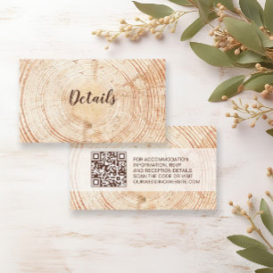 Rustic Bröllop Wood Grain Details QR-Anpassningsba Tilläggskort