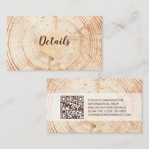 Rustic Bröllop Wood Grain Details QR-Anpassningsba Visitkort