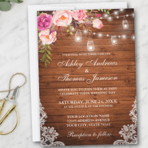 Rustic Bröllop Wood Ljus Burk Snöre Rosa Blommigt