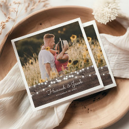 Rustic Bröllop Wood och String Ljus Pappersservett