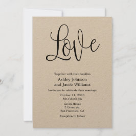 Rustic bröllopsinbjudan kärlek. Kraft inbjudan