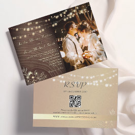 Rustic bröllopsinbjudan med foto- och QR-kod Inbjudningar