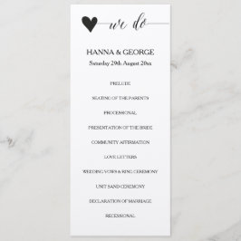 Rustic bröllopsprogram hjärtklappning program