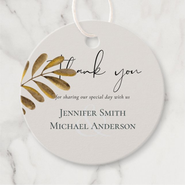 Rustic Bronze Löv Bröllop Tack Favors Gåvor Etiketter (Framsida)