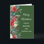 Rustic Brother och syster i Jul Kort<br><div class="desc">God jul för broder och syster i lagkort med grönt vattenfärgsblad och pinekoner och tankfull vers.</div>