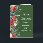 Rustic Brother och syster i Jul Kort<br><div class="desc">God jul för broder och syster i lagkort med grönt vattenfärgsblad och pinekoner och tankfull vers.</div>