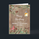 Rustic Brother och syster i Law God jul Kort<br><div class="desc">God jul för broder och syster i lagkort med grönt vattenfärgsblad,  mönster,  kardinal och rustik lantern och tankfull vers.</div>