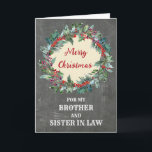 Rustic Brother och syster i Law God jul Kort<br><div class="desc">God jul för broder och syster i lagkort med en rustik vattenfärgad julklapp och tankfull vers.</div>