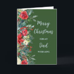 Rustic Brother Pappa God jul Kort<br><div class="desc">God jul för pappa-kort i rustisk grönt och vattenfärgade blommor och löv.</div>