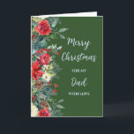 Rustic Brother Pappa God jul Kort<br><div class="desc">God jul för pappa-kort i rustisk grönt och vattenfärgade blommor och löv.</div>