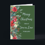 Rustic Brother Son i Law God jul Kort<br><div class="desc">God jul för son i jaktkort i grönt av skogar och vattenblommor och löv.</div>