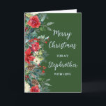 Rustic Brother Stepbror God jul Kort<br><div class="desc">God jul för styvbroderkort i grönt av skogar och vattenfärgade blommor och löv.</div>