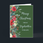 Rustic Brother Stepbror God jul Kort<br><div class="desc">God jul för styvbroderkort i grönt av skogar och vattenfärgade blommor och löv.</div>