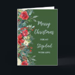 Rustic Brother Stepdad God jul Kort<br><div class="desc">God jul för stepdadkort i grönt av skogar och vattenfärgade blommor och löv.</div>