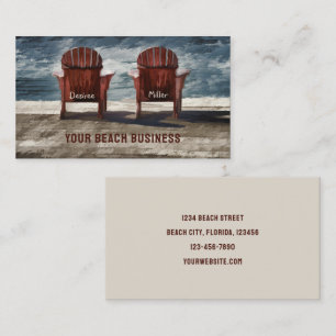 Rustic Brown Adirondack Beach-stolar Art Visitkort