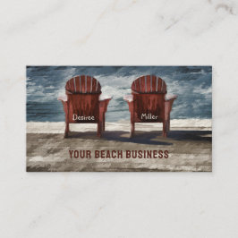Rustic Brown Adirondack Beach-stolar Art Visitkort