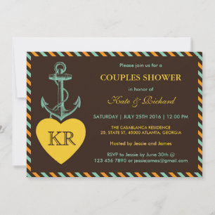 Rustic Brown Anchor Kärlek Par Shower-inbjudan Inbjudningar