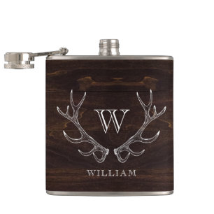 Rustic Brown Antler Monogrammed Groomsman Gift Fickplunta