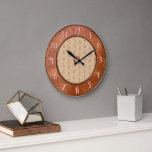 Rustic Brown Art Deco Stil Clock Stor Klocka<br><div class="desc">Den här cirkelkonsten deka stil klocka,  jag har kallat rustik. Det har ett slags land-känsla. Jag kunde se det här adorma ett hem i land. Mönster och det numeriska teckensnittet är konst deco och jag älskade att skapar den här klockan. Jag hoppas att du gillar det.</div>
