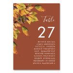 Rustic Brown Autumn Foliage Bröllop Guest Namn Bordsnummer<br><div class="desc">Bordsnumret Rustic Brown Autumn Foliage Fall Wedding med Guest Namn. Alla texterna är i förväg ordnade så att du enkelt och snabbt kan anpassa dig med dina egna detaljer.</div>