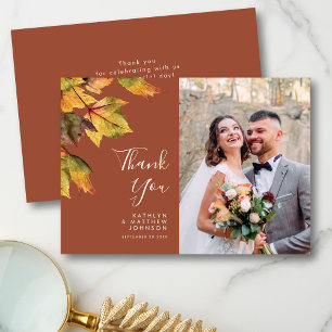 Rustic Brown Autumn Foliage Fall Wedding Photo Tack Kort