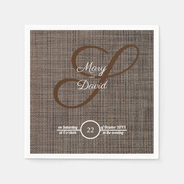 Rustic Brown Background Bröllop Papper Napkins Pappersservett (Framsidan)
