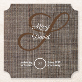 Rustic Brown Background Bröllop Papper Underlägg
