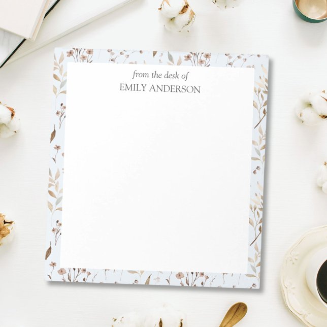 Rustic Brown Blommigt botaniskt från skrivbordet Anteckningsblock (In situ)