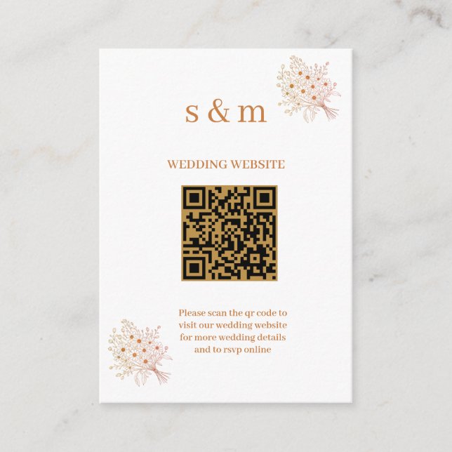 Rustic Brown & Blush Floral Wedding Website Card Tilläggskort (Framsida)