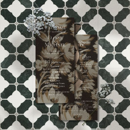 Rustic Brown Botanical Pattern Ceremony Program