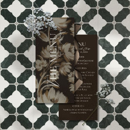 Rustic Brown Botanical Pattern Wedding Meny