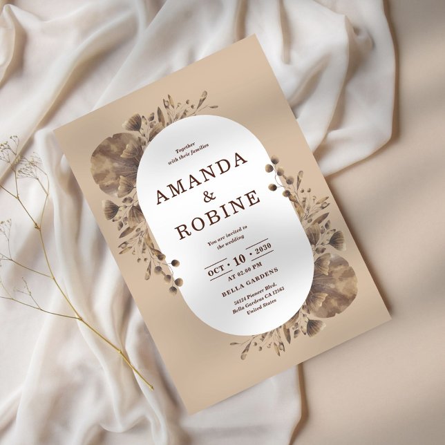 Rustic Brown Botanical Wedding bjudande Inbjudningar (Skapare uppladdad)