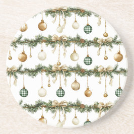 Rustic Brown Bows Cream Green Christmas   Underlägg
