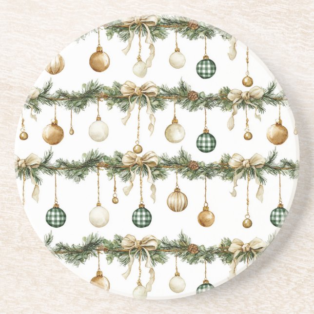 Rustic Brown Bows Cream Green Christmas   Underlägg (Framsidan)