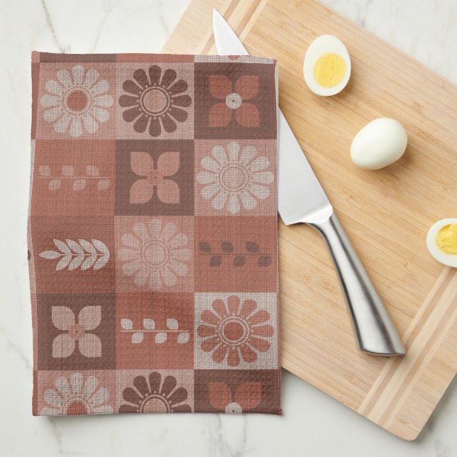 Rustic Brown Burlap Flowers Löv Kitchen Towel Kökshandduk (Vikt i Fjärdedel)