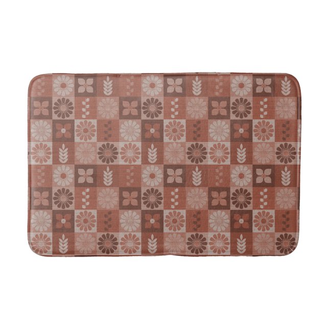 Rustic Brown Burlap Flowers Löv Medium Bath Mat Badrumsmatta (Framsidan)
