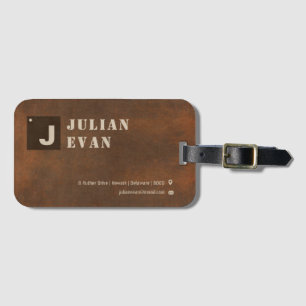 Rustic Brown Copper Monogram fet typografi Bagagebricka