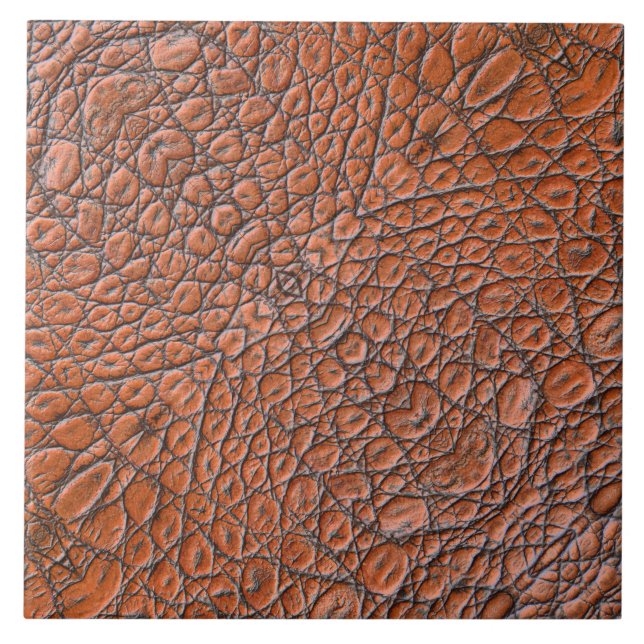 Rustic Brown Cowboy Western Land-läder Skriv ut Kakelplatta (Framsidan)