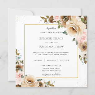 Rustic Brown Cream  Blommigt Greenery Invatio Inbjudningar